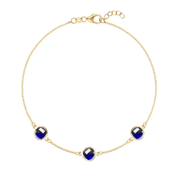 Personalized Grand 3 Birthstone Bracelet in 14k Gold sold by Haverhill