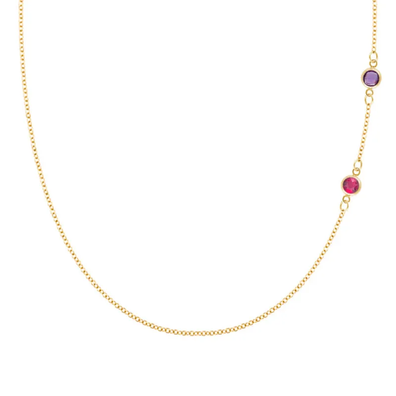 Personalized Classic 2 Birthstone Necklace in 14k Gold sold by Haverhill