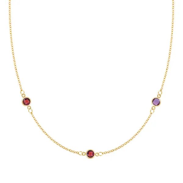 Personalized Classic 3 Birthstone Necklace in 14k Gold sold by Haverhill