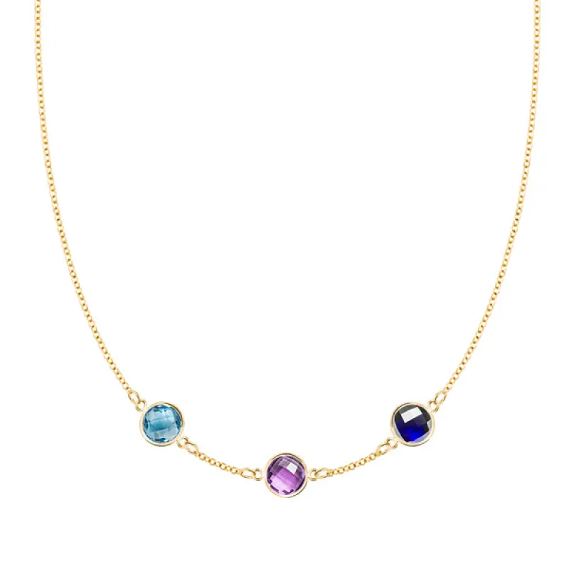 Personalized Grand 3 Birthstone Necklace in 14k Gold sold by Haverhill