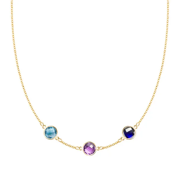 Personalized Grand 3 Birthstone Necklace in 14k Gold sold by Haverhill