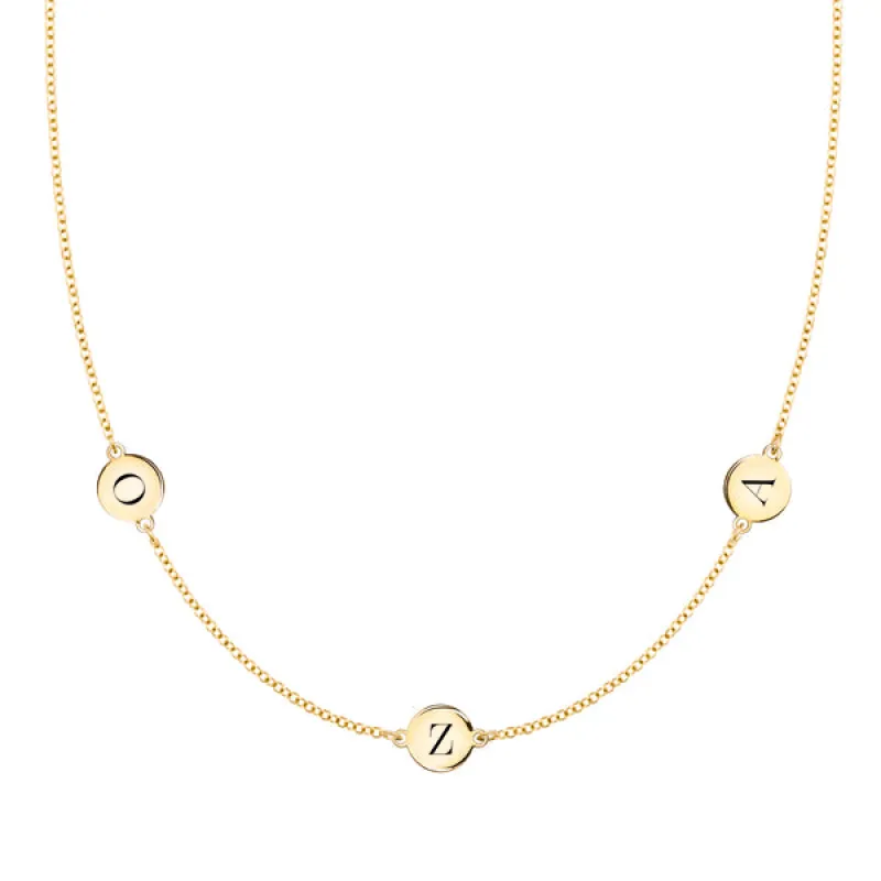 Personalized 3 Letter Necklace in 14k Gold (Double Spacing) sold by Haverhill