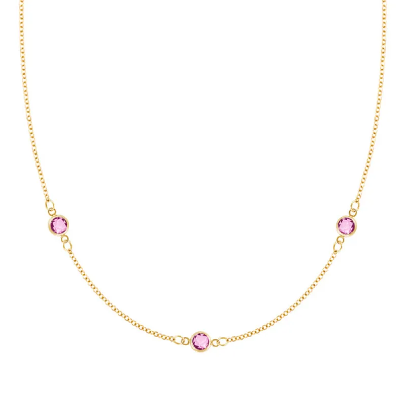 Personalized Classic 3 Birthstone Necklace in 14k Gold sold by Haverhill