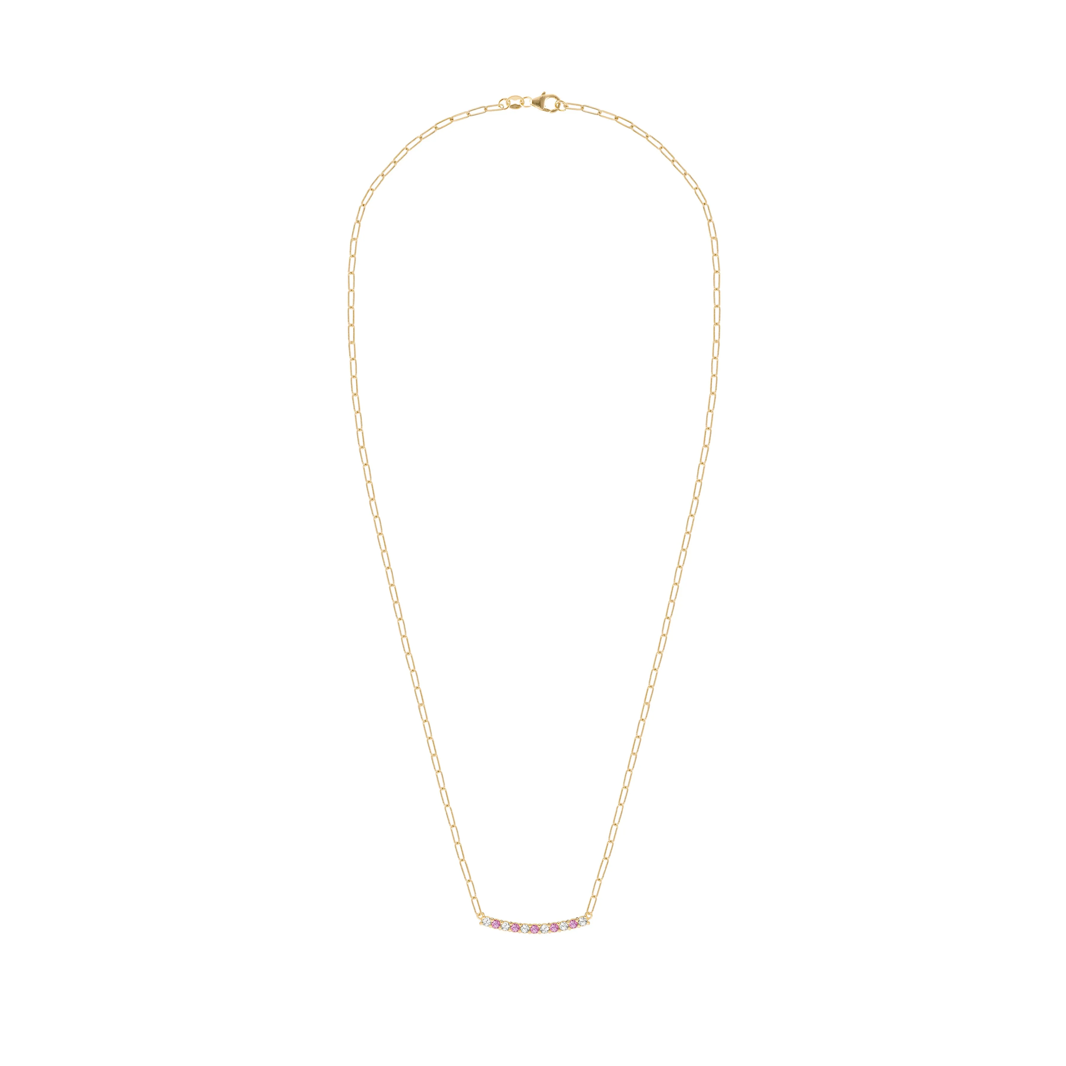 Rosecliff Diamond & Pink Sapphire Bar Adelaide Mini Necklace in 14k Gold (October) sold by Haverhill product image thumbnail 5