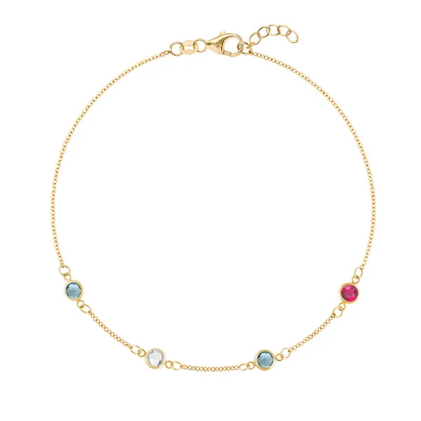 Personalized Classic 4 Birthstone Bracelet in 14k Gold sold by Haverhill