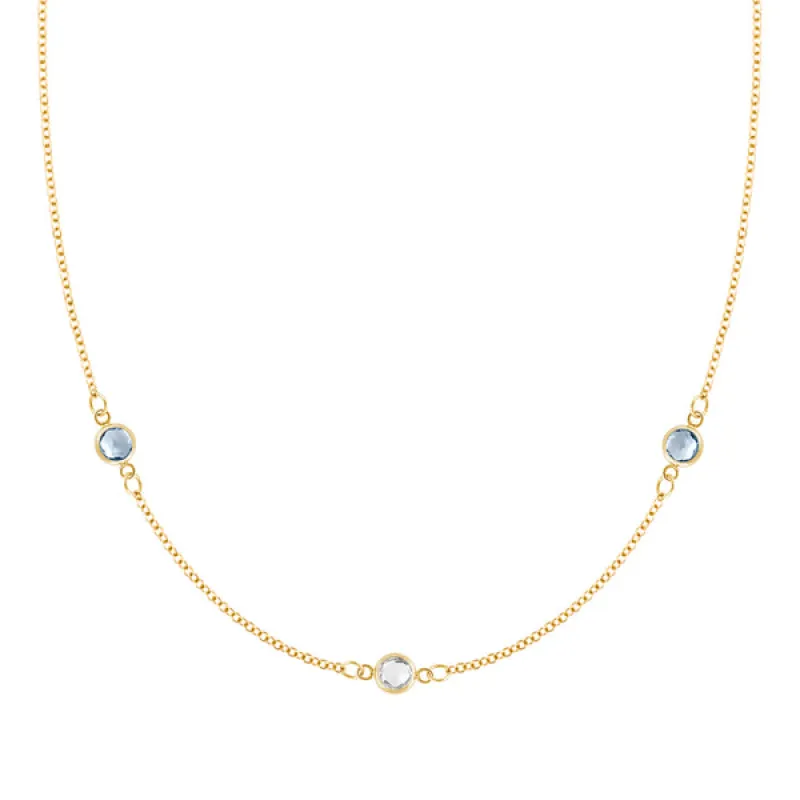 Personalized Classic 3 Birthstone Necklace in 14k Gold sold by Haverhill