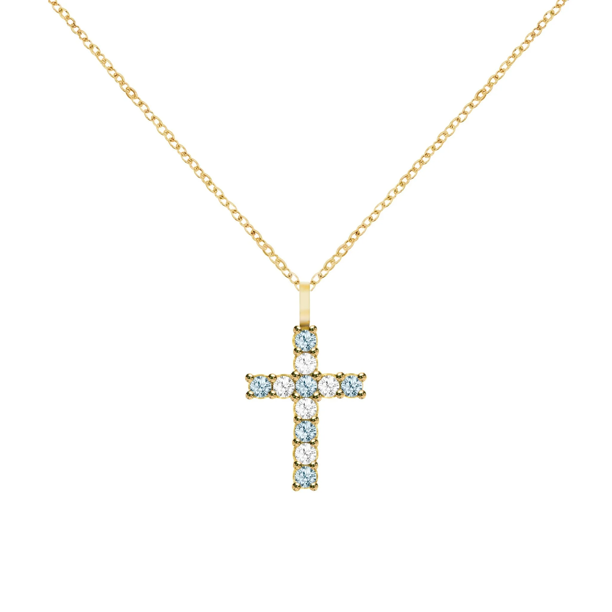 Rosecliff Cross Diamond & Nantucket Blue Topaz Pendant in 14k Gold (December) sold by Haverhill product image thumbnail 5