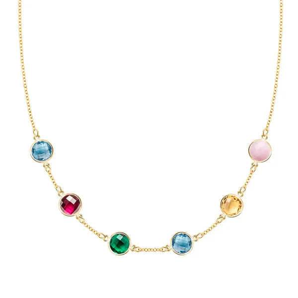 Personalized Grand 6 Birthstone Necklace in 14k Gold sold by Haverhill