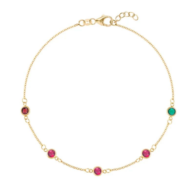 Personalized Classic 5 Birthstone Bracelet in 14k Gold sold by Haverhill