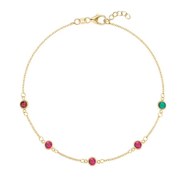 Personalized Classic 5 Birthstone Bracelet in 14k Gold sold by Haverhill