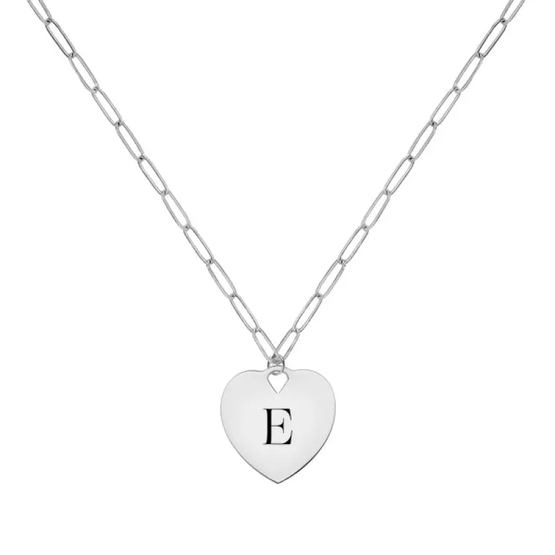 Engravable Flat Heart Pendant with Adelaide Mini Chain in 14k Gold sold by Haverhill