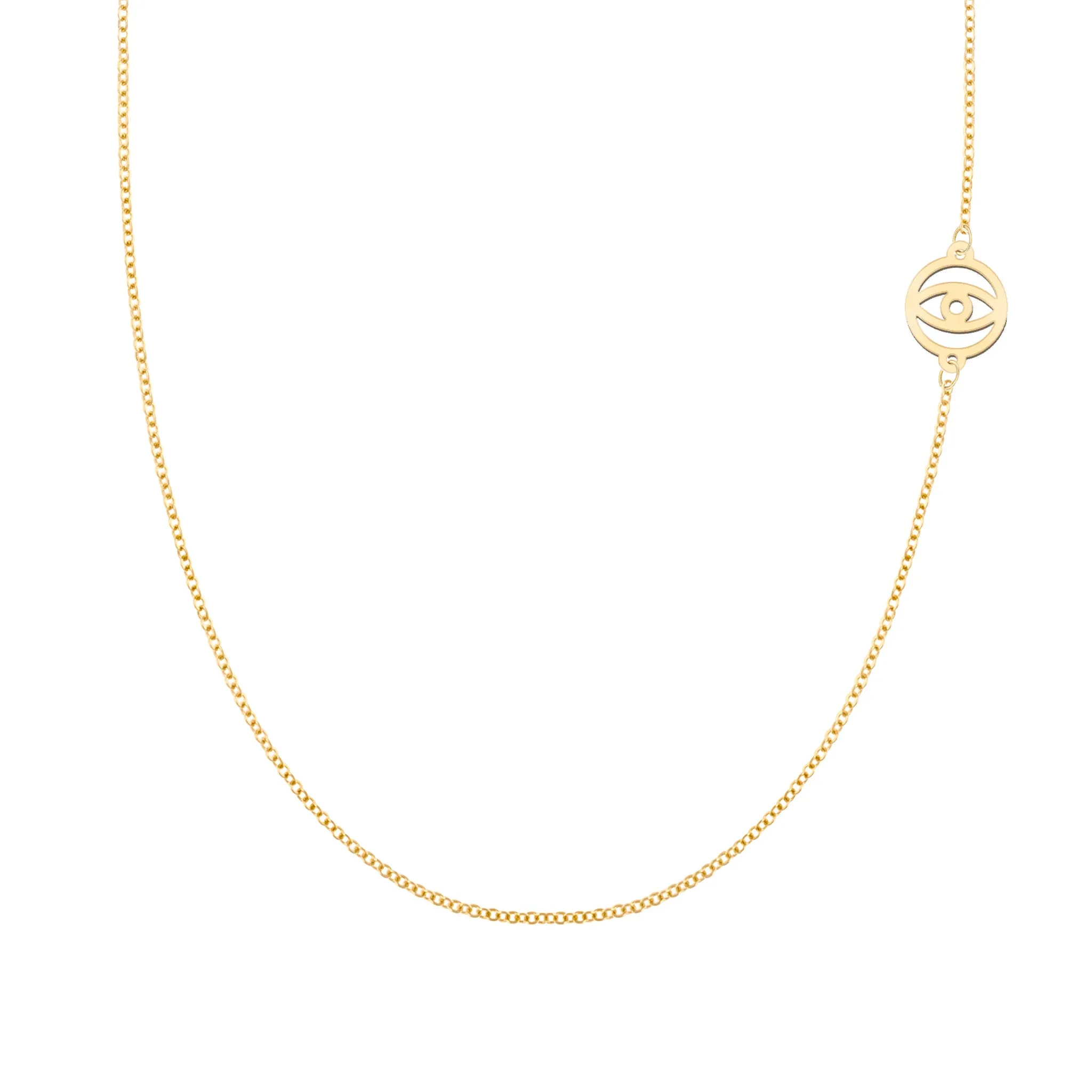Evil Eye Classic Necklace (Asymmetrical) in 14k Gold sold by Haverhill
