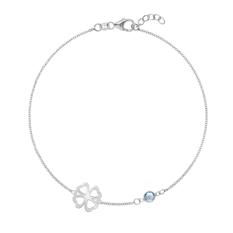 Personalized Classic Clover & 1 Birthstone Bracelet in 14k Gold sold by Haverhill