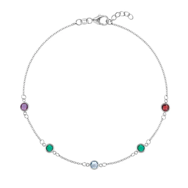 Personalized Classic 5 Birthstone Bracelet in 14k Gold sold by Haverhill