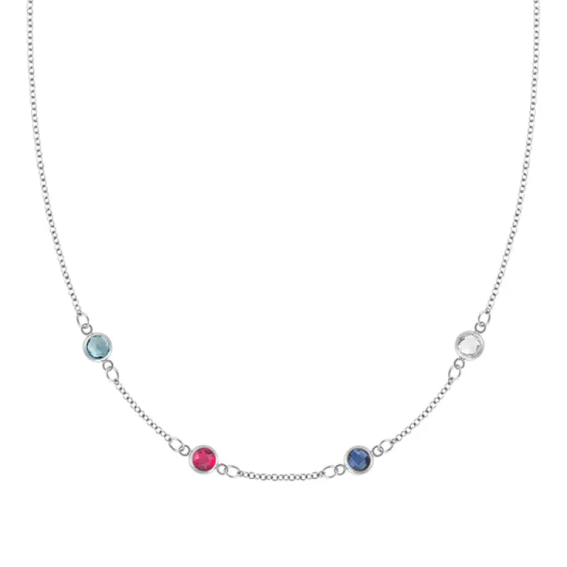 Personalized Classic 4 Birthstone Necklace in 14k Gold sold by Haverhill