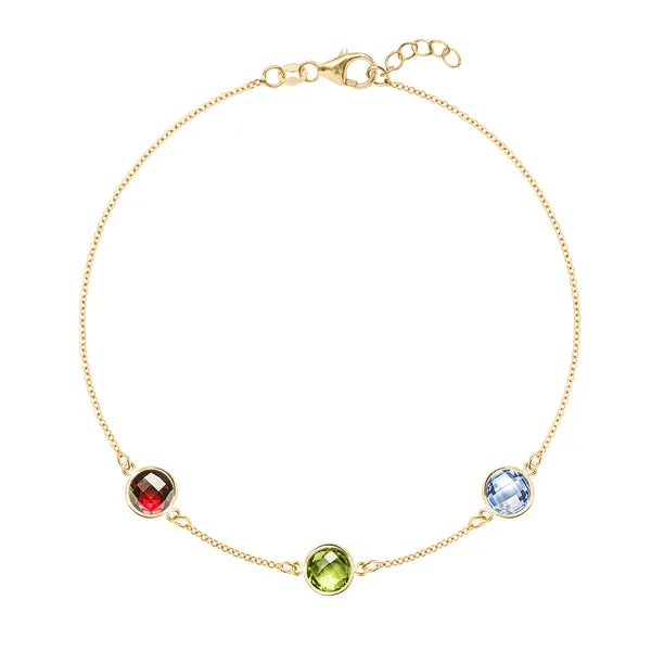 Personalized Grand 3 Birthstone Bracelet in 14k Gold sold by Haverhill