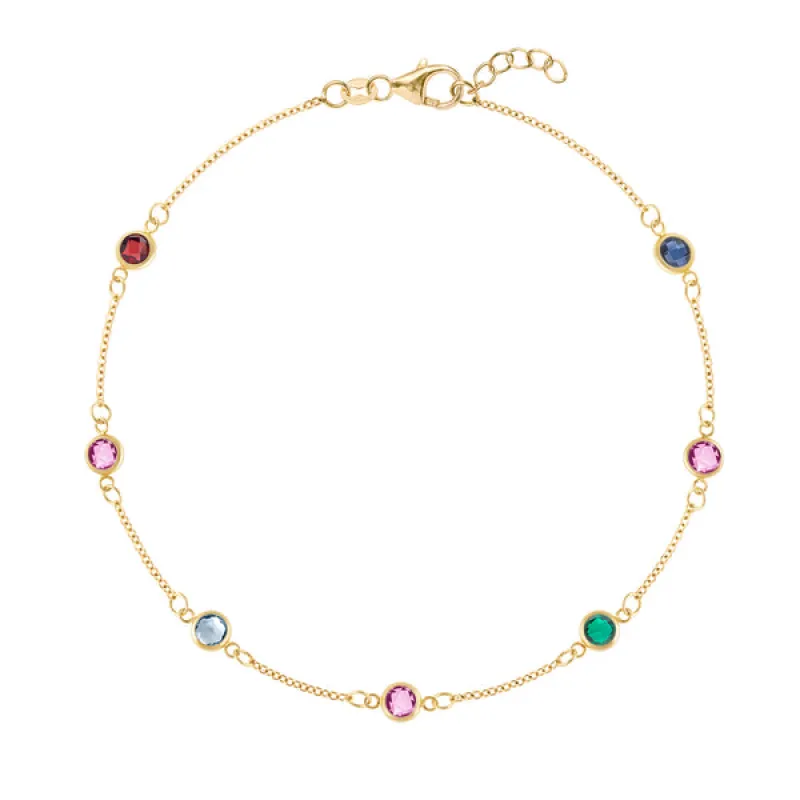 Personalized Classic 7 Birthstone Bracelet in 14k Gold sold by Haverhill