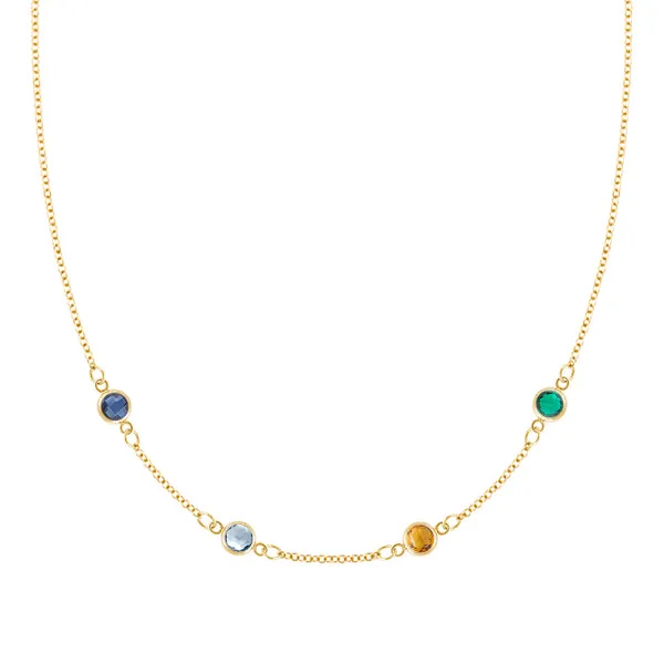 Personalized Classic 4 Birthstone Necklace in 14k Gold sold by Haverhill