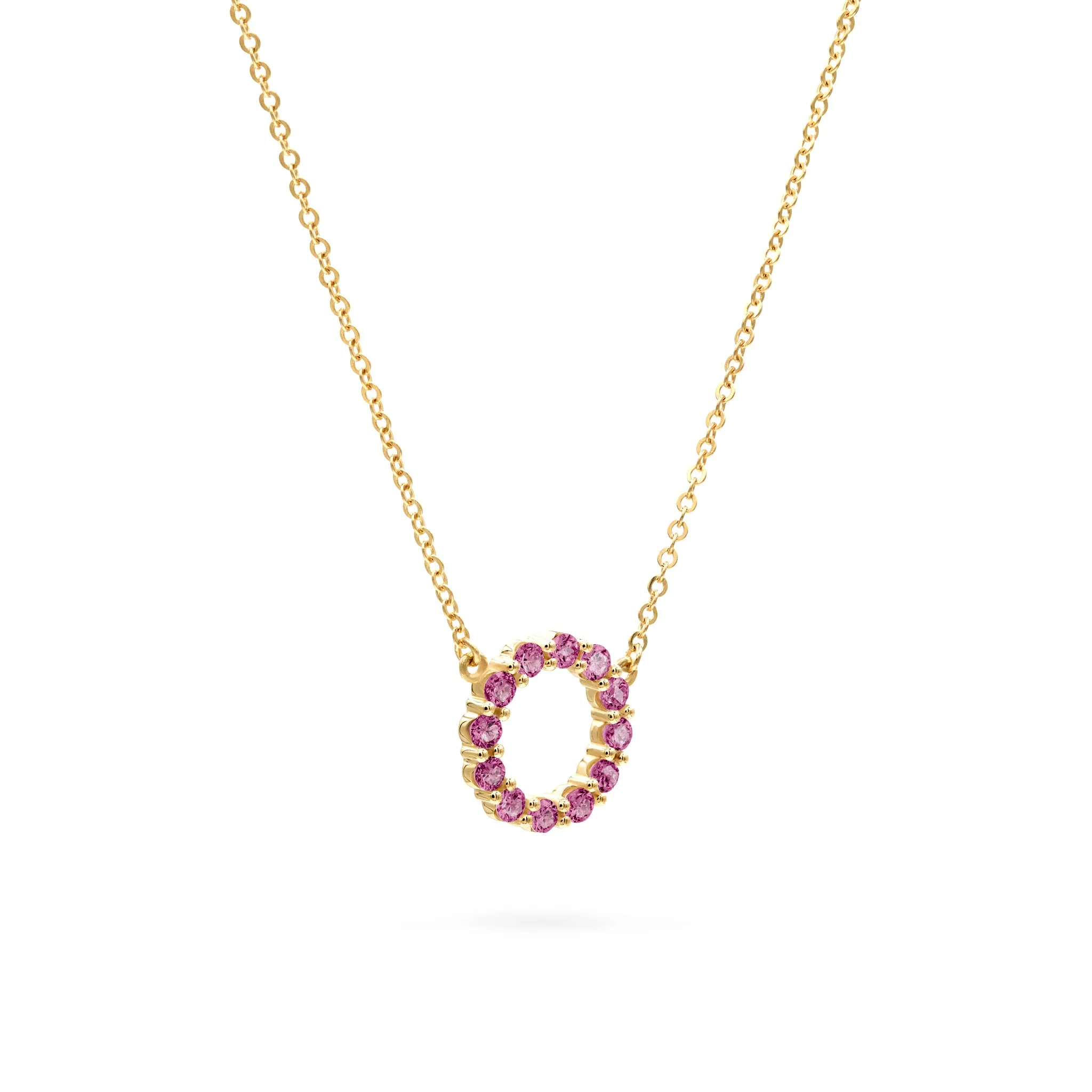 Rosecliff Small Circle Pink Tourmaline Necklace in 14k Yellow Gold sold by Haverhill product image thumbnail 4