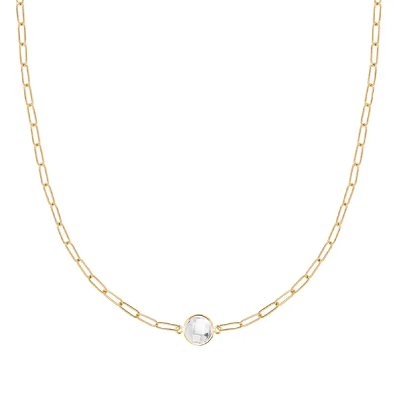 Personalized Grand 1 Birthstone Adelaide Mini Necklace in 14k Gold sold by Haverhill