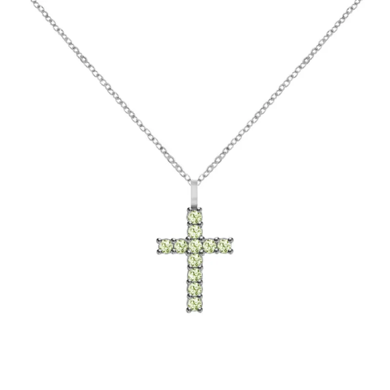 Rosecliff Cross Peridot Pendant in 14k Gold (August) sold by Haverhill