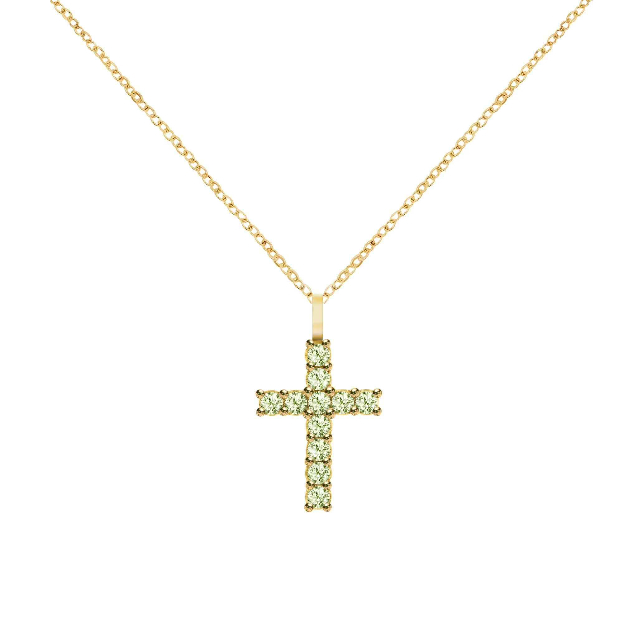 Rosecliff Cross Peridot Pendant in 14k Gold (August) sold by Haverhill product image thumbnail 5