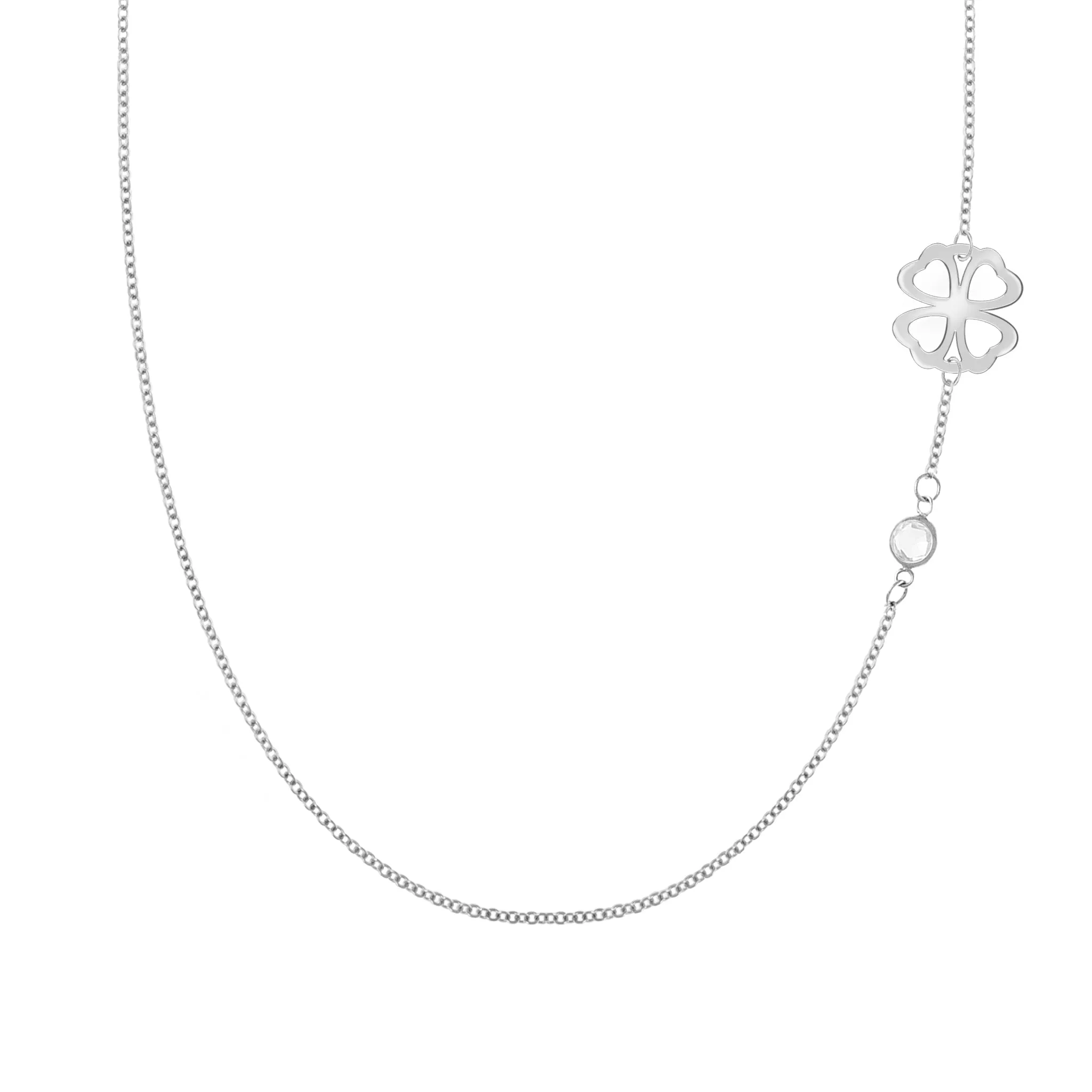 Personalized Classic Clover & 1 Birthstone Necklace in 14k Gold sold by Haverhill product image thumbnail 5