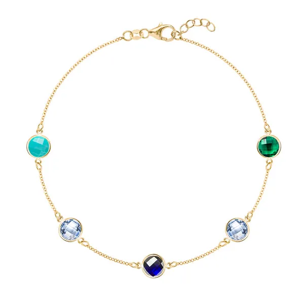 Personalized Grand 5 Birthstone Bracelet in 14k Gold sold by Haverhill