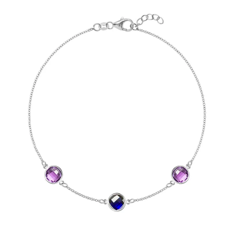 Personalized Grand 3 Birthstone Bracelet in 14k Gold sold by Haverhill