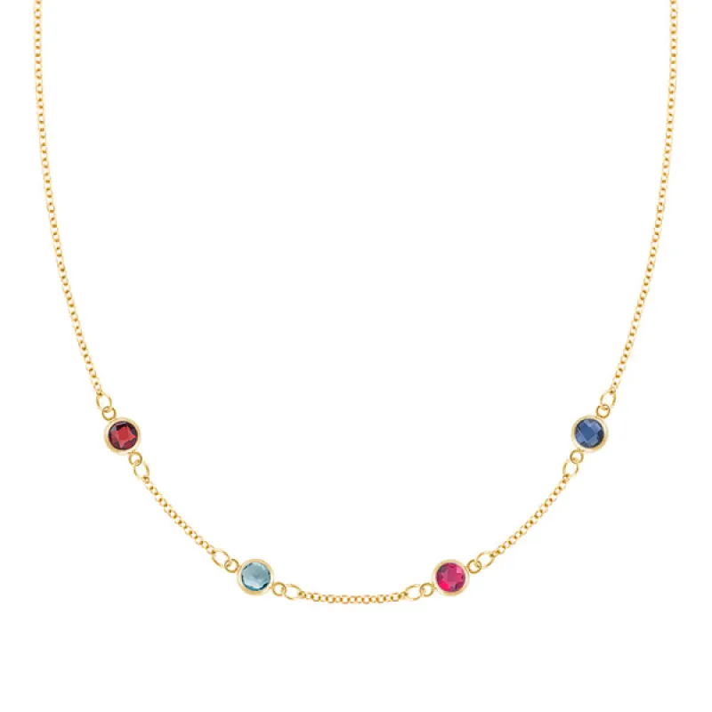 Personalized Classic 4 Birthstone Necklace in 14k Gold sold by Haverhill