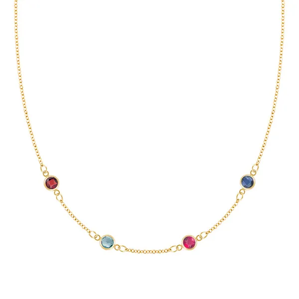 Personalized Classic 4 Birthstone Necklace in 14k Gold sold by Haverhill
