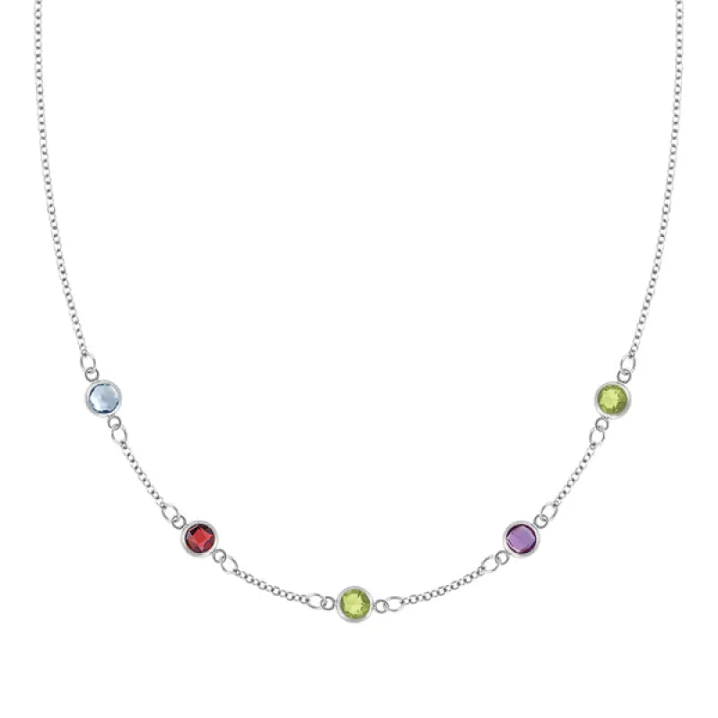 Personalized Classic 5 Birthstone Necklace in 14k Gold sold by Haverhill