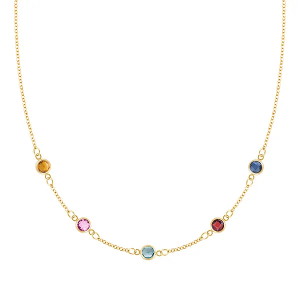 Personalized Classic 5 Birthstone Necklace in 14k Gold sold by Haverhill