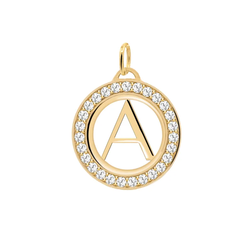 Letter & White Topaz Pendant in 14k Gold (April) sold by Haverhill