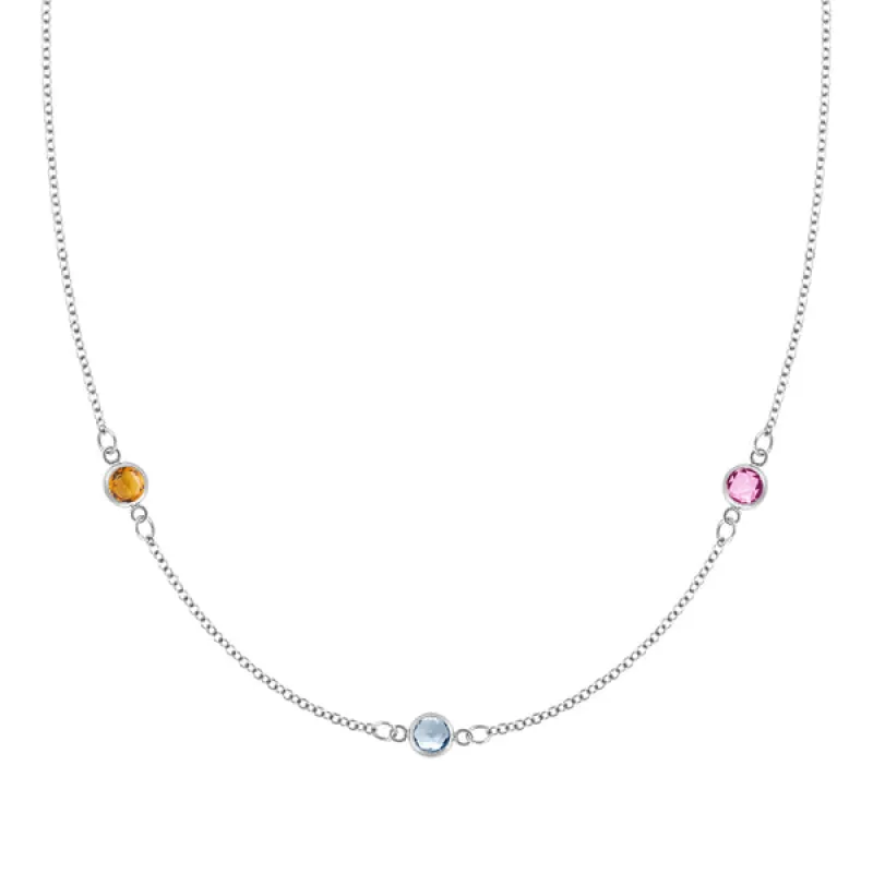Personalized Classic 3 Birthstone Necklace in 14k Gold sold by Haverhill