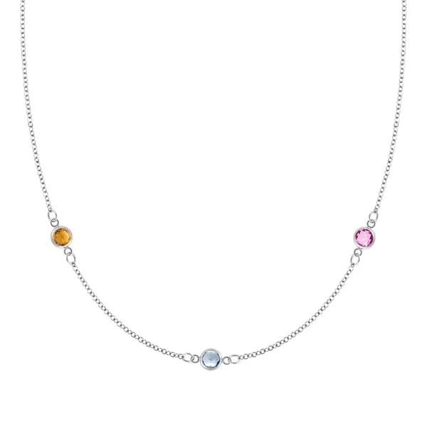 Personalized Classic 3 Birthstone Necklace in 14k Gold sold by Haverhill