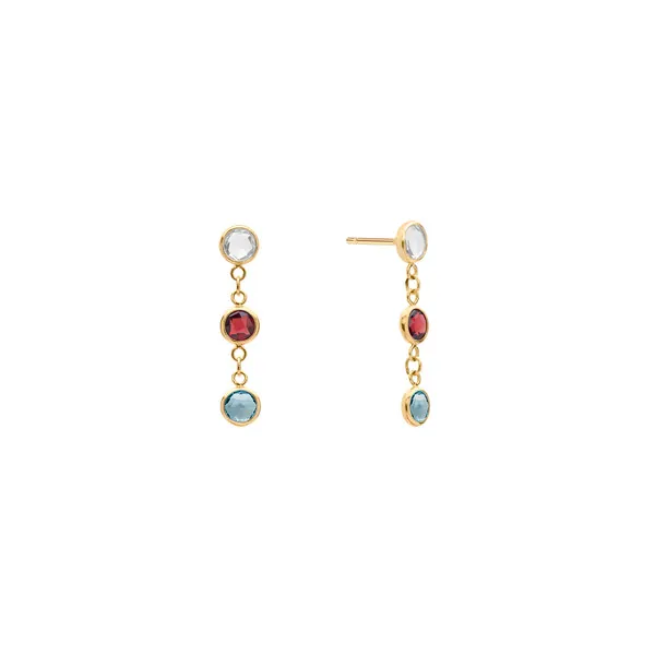 Personalized Classic 3 Birthstone Earrings in 14k Gold sold by Haverhill