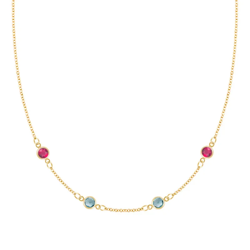Personalized Classic 4 Birthstone Necklace in 14k Gold sold by Haverhill
