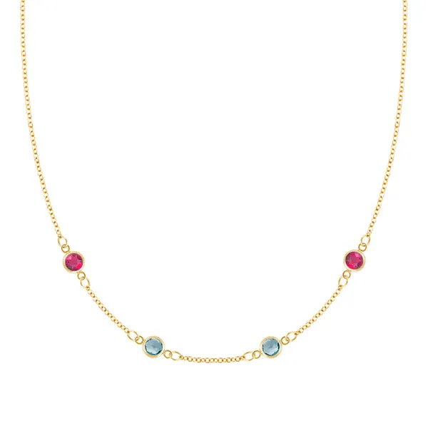 Personalized Classic 4 Birthstone Necklace in 14k Gold sold by Haverhill