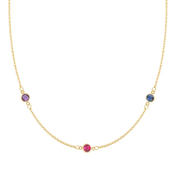 Personalized Classic 3 Birthstone Necklace in 14k Gold sold by Haverhill