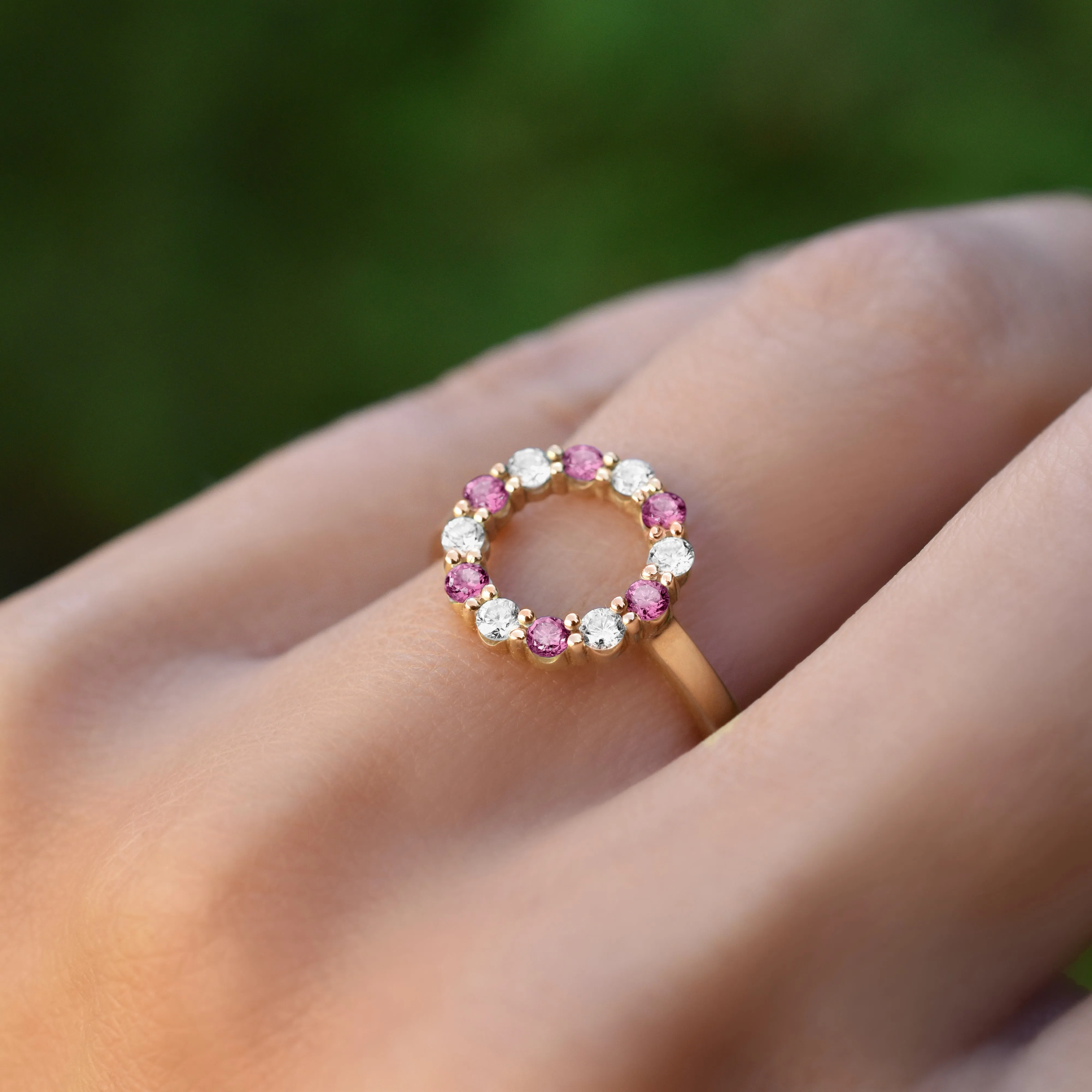 Rosecliff Small Circle Diamond & Pink Tourmaline Ring in 14k Yellow Gold (Size 7.5) sold by Haverhill product image thumbnail 3