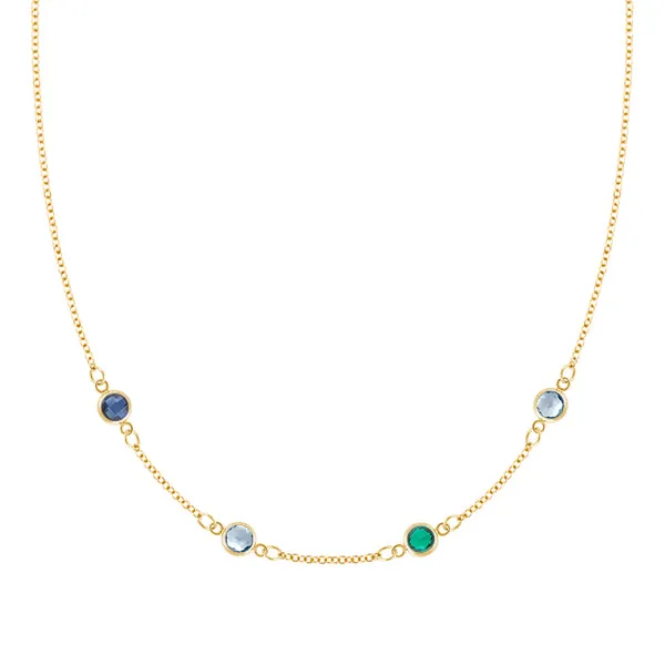 Personalized Classic 4 Birthstone Necklace in 14k Gold sold by Haverhill