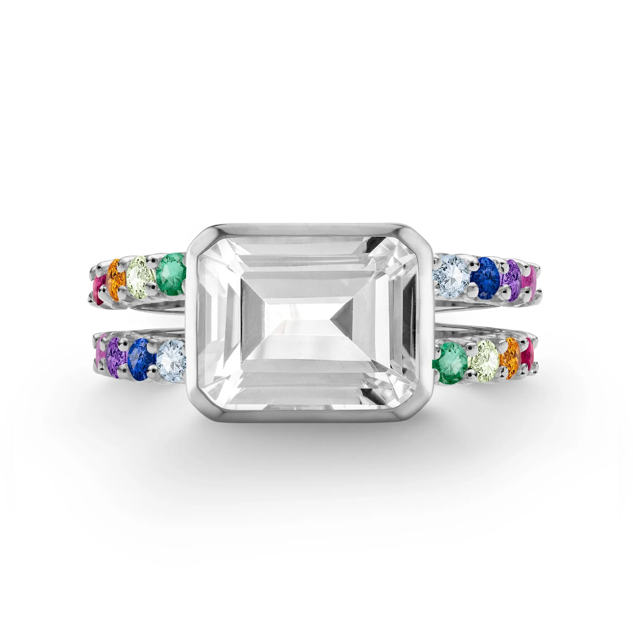 Personalized Rainbow Warren Horizontal Ring in 14k Gold sold by Haverhill product image thumbnail 4