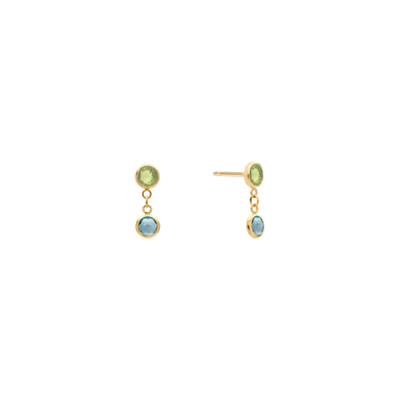 Personalized Classic 2 Birthstone Earrings in 14k Gold sold by Haverhill