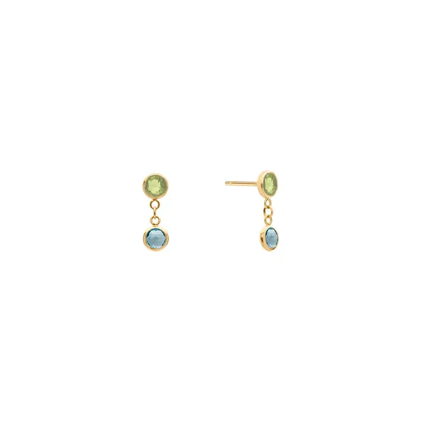 Personalized Classic 2 Birthstone Earrings in 14k Gold sold by Haverhill