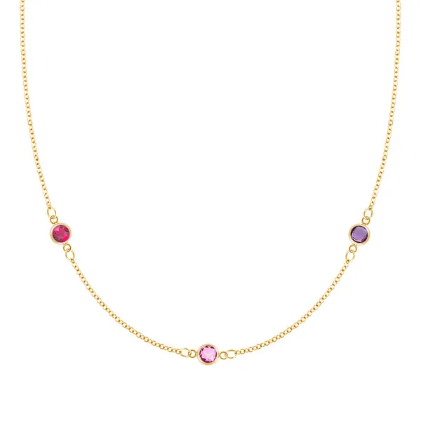 Personalized Classic 3 Birthstone Necklace in 14k Gold sold by Haverhill
