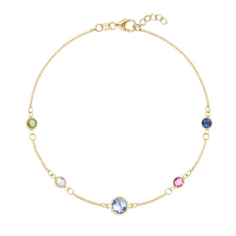 Personalized 1 Grand & 4 Classic Birthstone Bracelet in 14k Gold sold by Haverhill