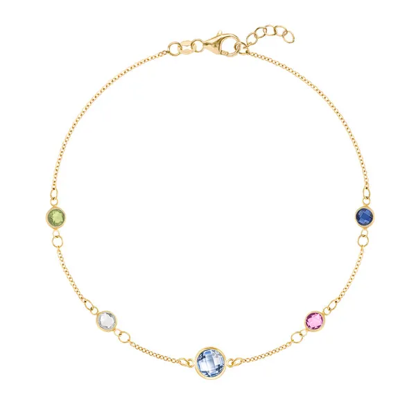 Personalized 1 Grand & 4 Classic Birthstone Bracelet in 14k Gold sold by Haverhill
