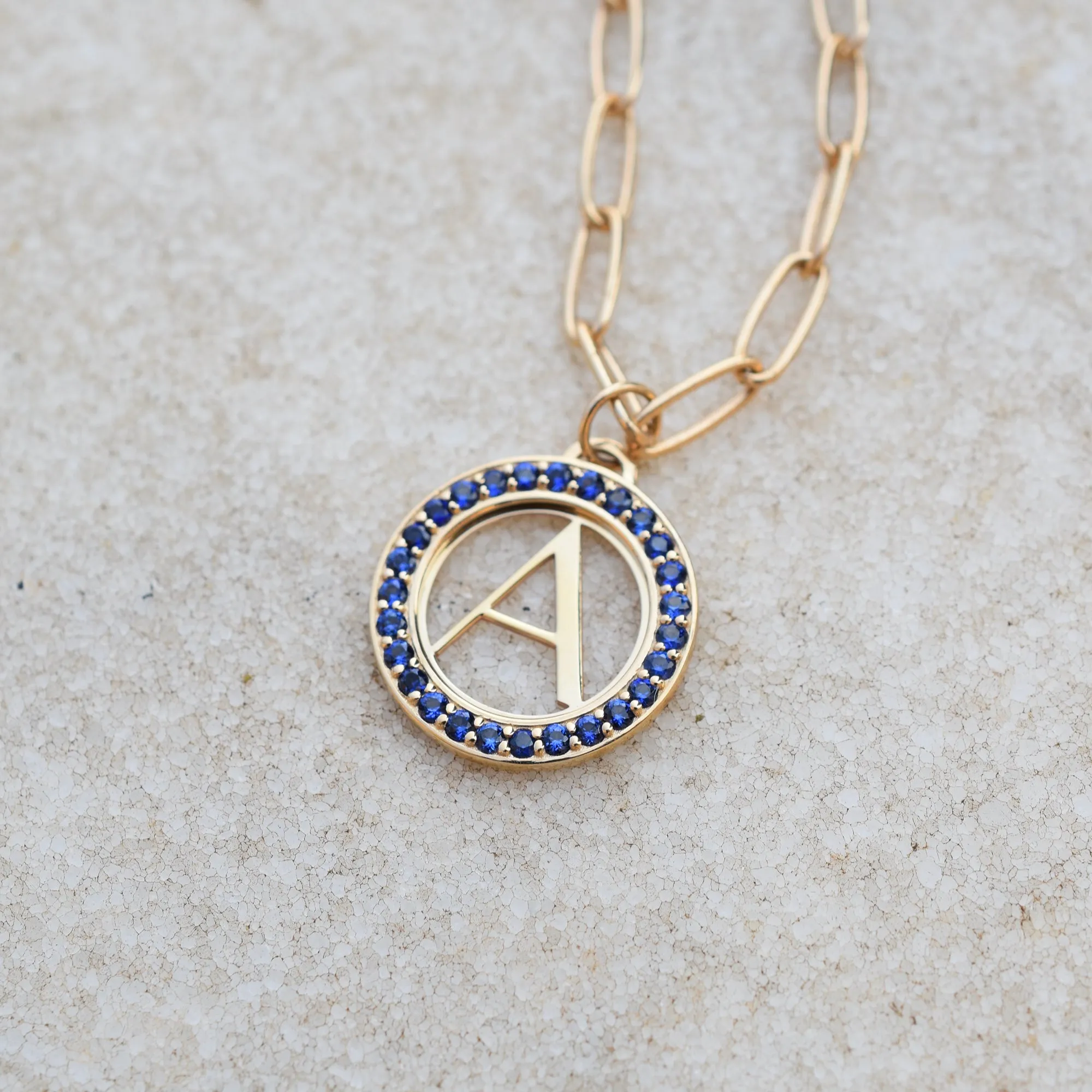 Letter & Sapphire Pendant in 14k Gold (September) sold by Haverhill product image thumbnail 3