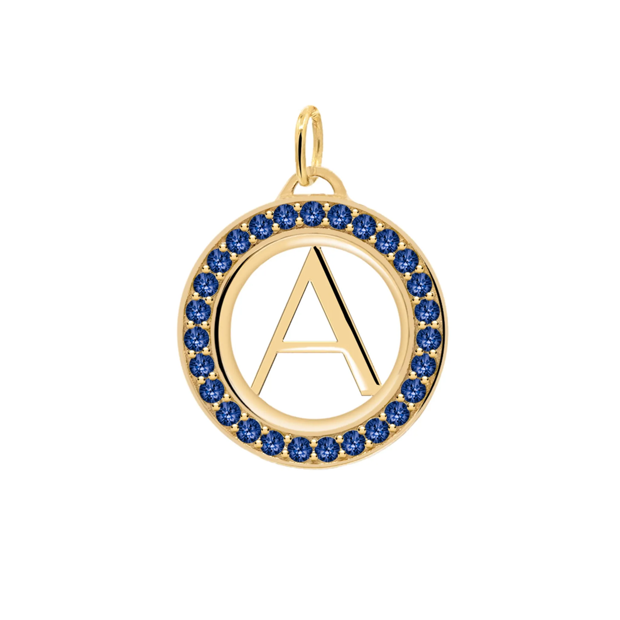 Letter & Sapphire Pendant in 14k Gold (September) sold by Haverhill